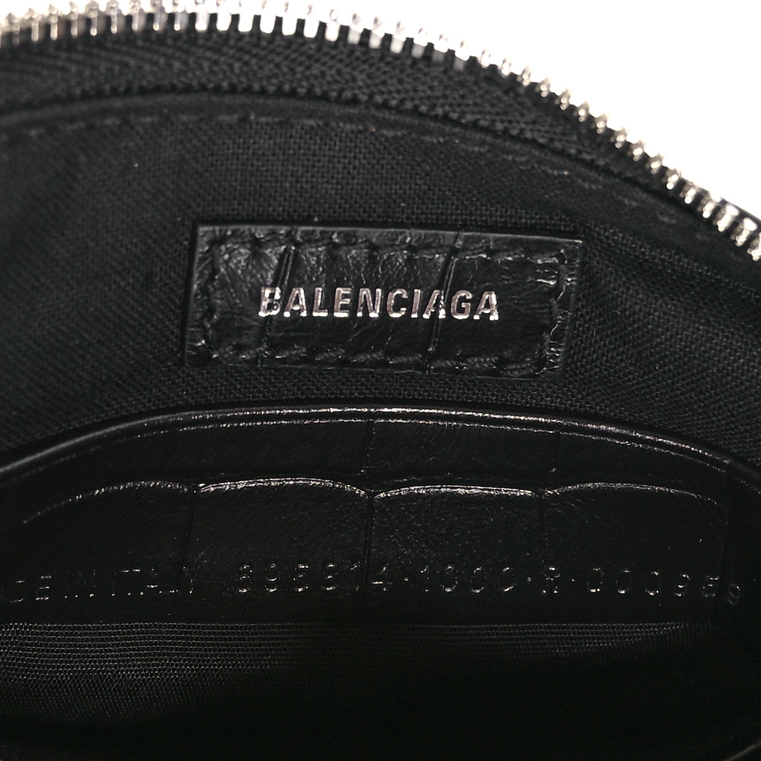 Balenciaga Extra Supple Calfskin Crocodile Embossed Crystal Le Cagole Mini Purse With Chain Black 7 of 10