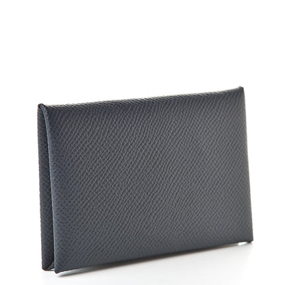 Hermes Epsom Verso Calvi Card Case Bleu Indigo Vert Amande 3 of 7