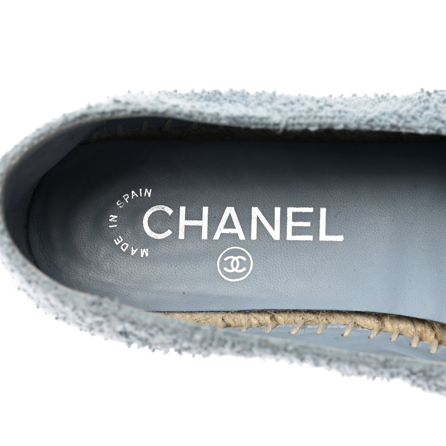 Fabric Grosgrain CC Espadrille 37 Blue Light Gray Black