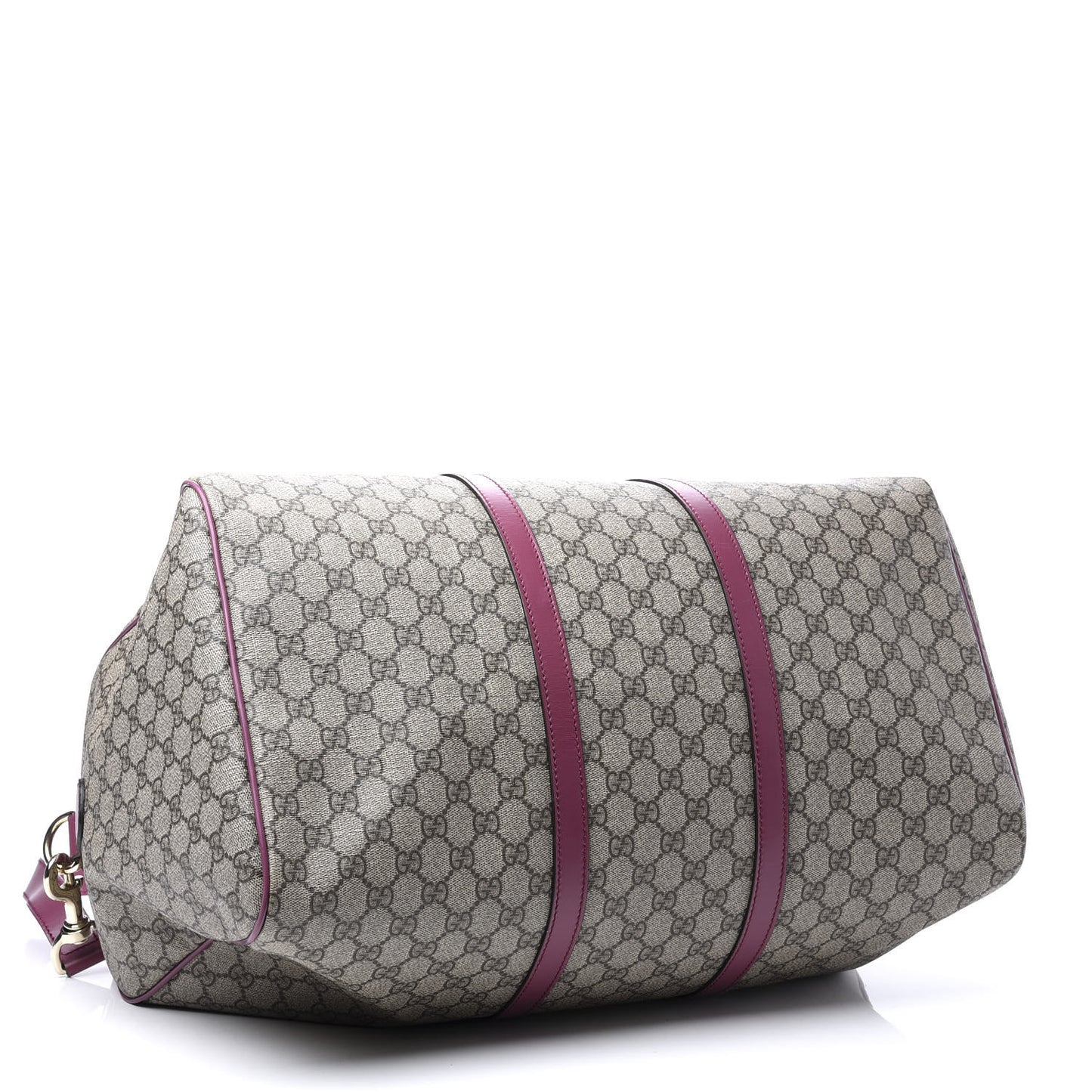 GG Supreme Monogram Selleria Calfskin Medium Carry On Duffle Bag Beige Ebony Peonia Flower