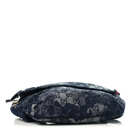 Gucci Denim Monogram Web Belt Bag Blue Multicolor 4 of 9