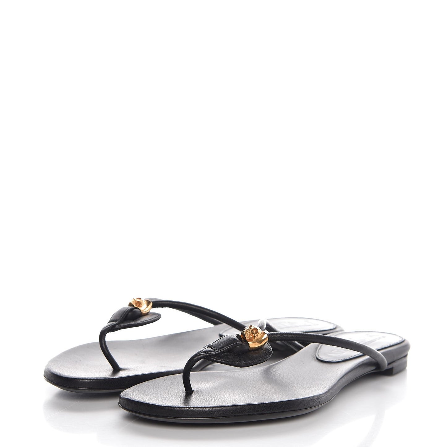 Calfskin Margareth Skull Thong Sandals 37 Black