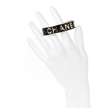 Chanel Metal Enamel Chanel Logo Cuff Bracelet M Black 2 of 5