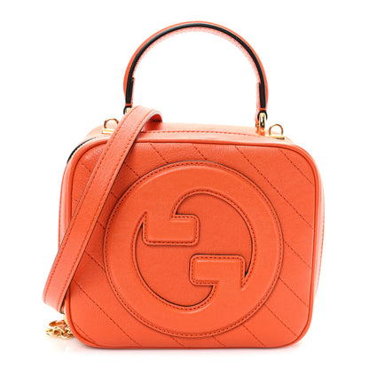 Gucci Sakai Be Green Calfskin Diagonal Stitched Blondie Top Handle Bag Orange 1 of 10
