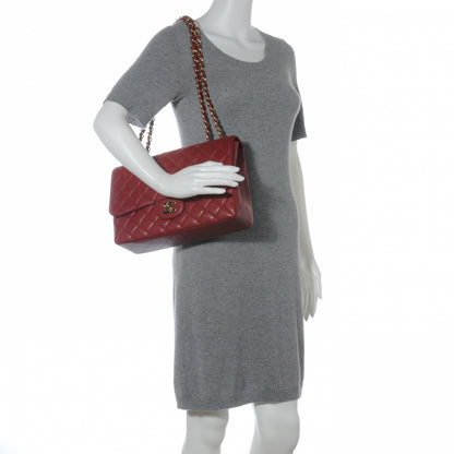 Chanel Caviar Jumbo Single Flap Dark Red 2 of 9