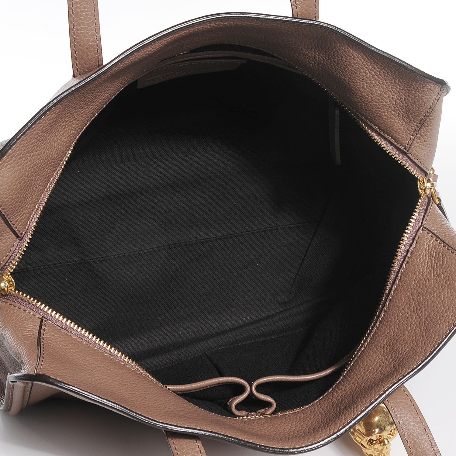 Alexander McQueen Pebbled Calfskin Small Skull Padlock Zip Around Tote Taupe 5 of 9