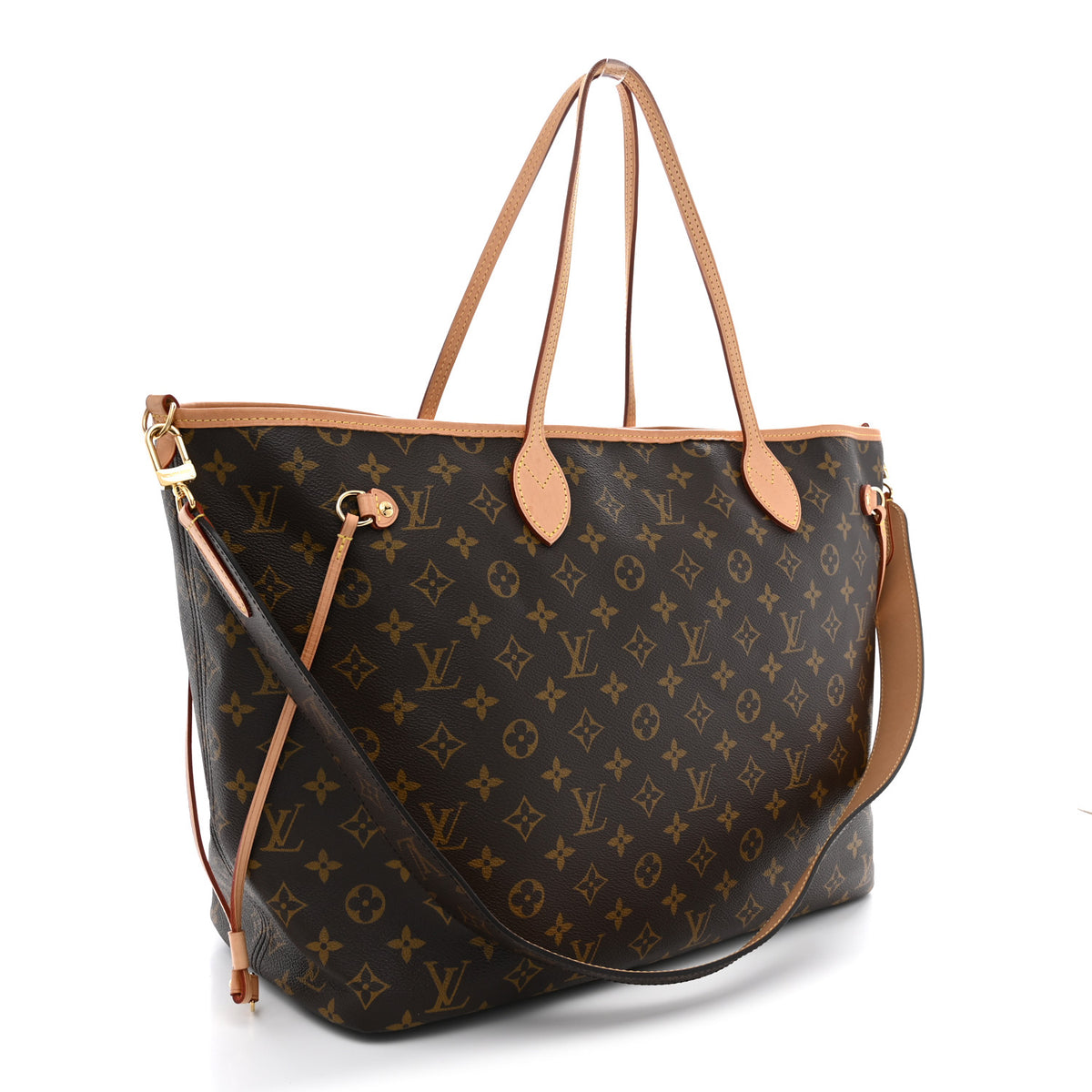 Monogram Stamped Inside Out Neverfull Bandouliere GM Beige