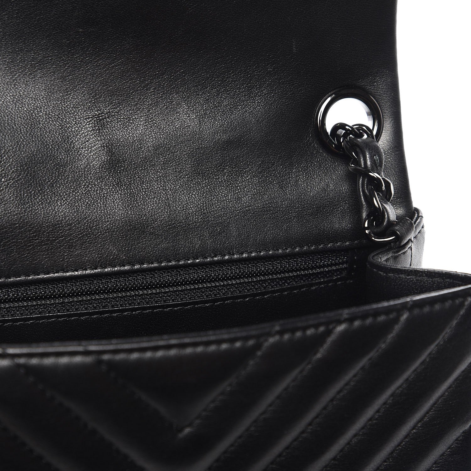 Chanel Lambskin Chevron Quilted Mini Square Flap So Black 9 of 9