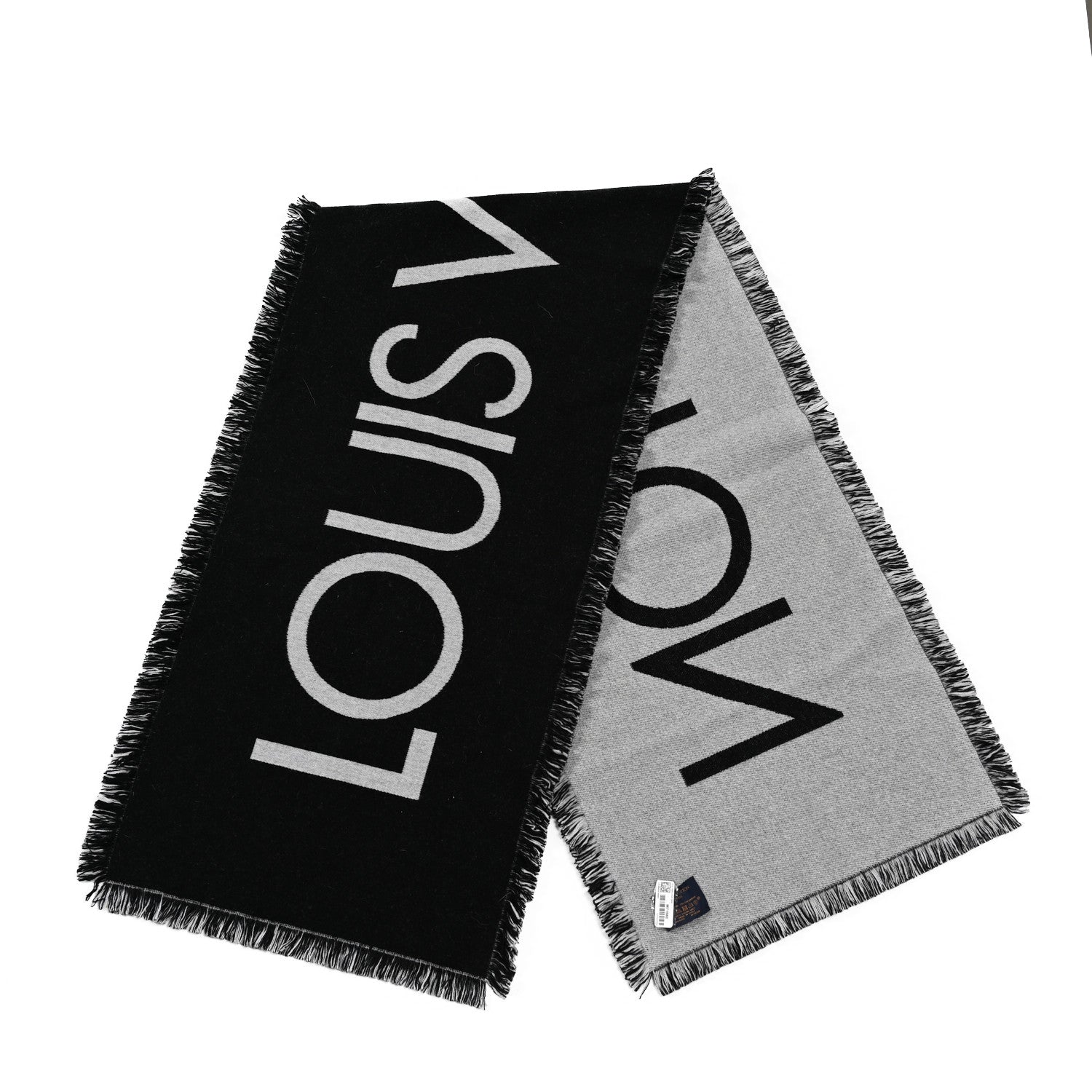 Louis Vuitton Wool Cashmere Echarpes Team Scarf Black 2 of 3