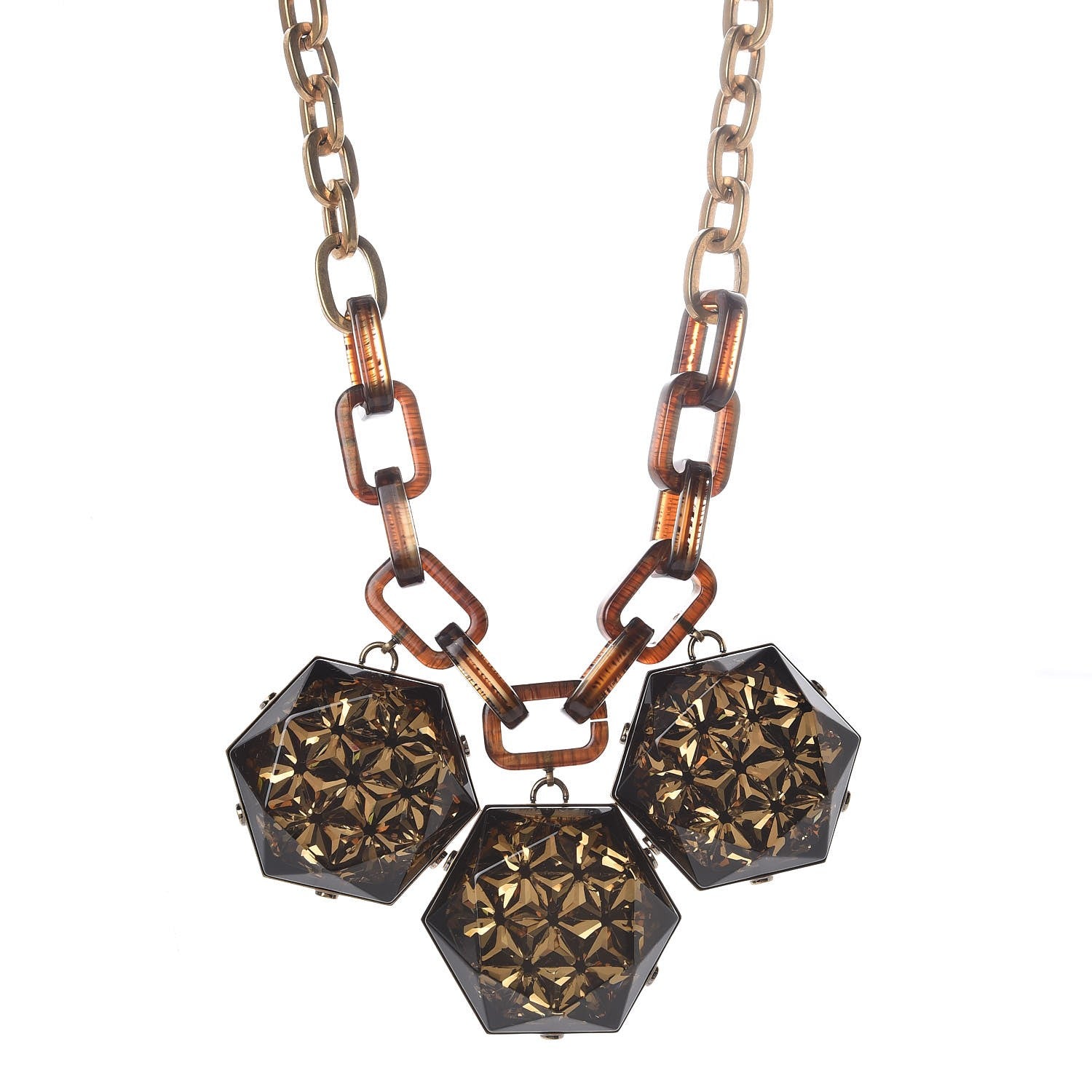 Gucci Crystal Chain Necklace Gold 1 of 8