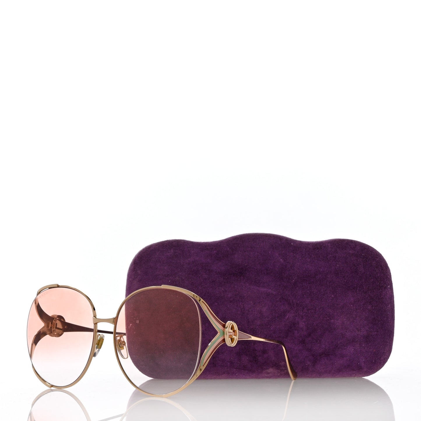 Metal Oversized Round Frame GG0225S Sunglasses Gold
