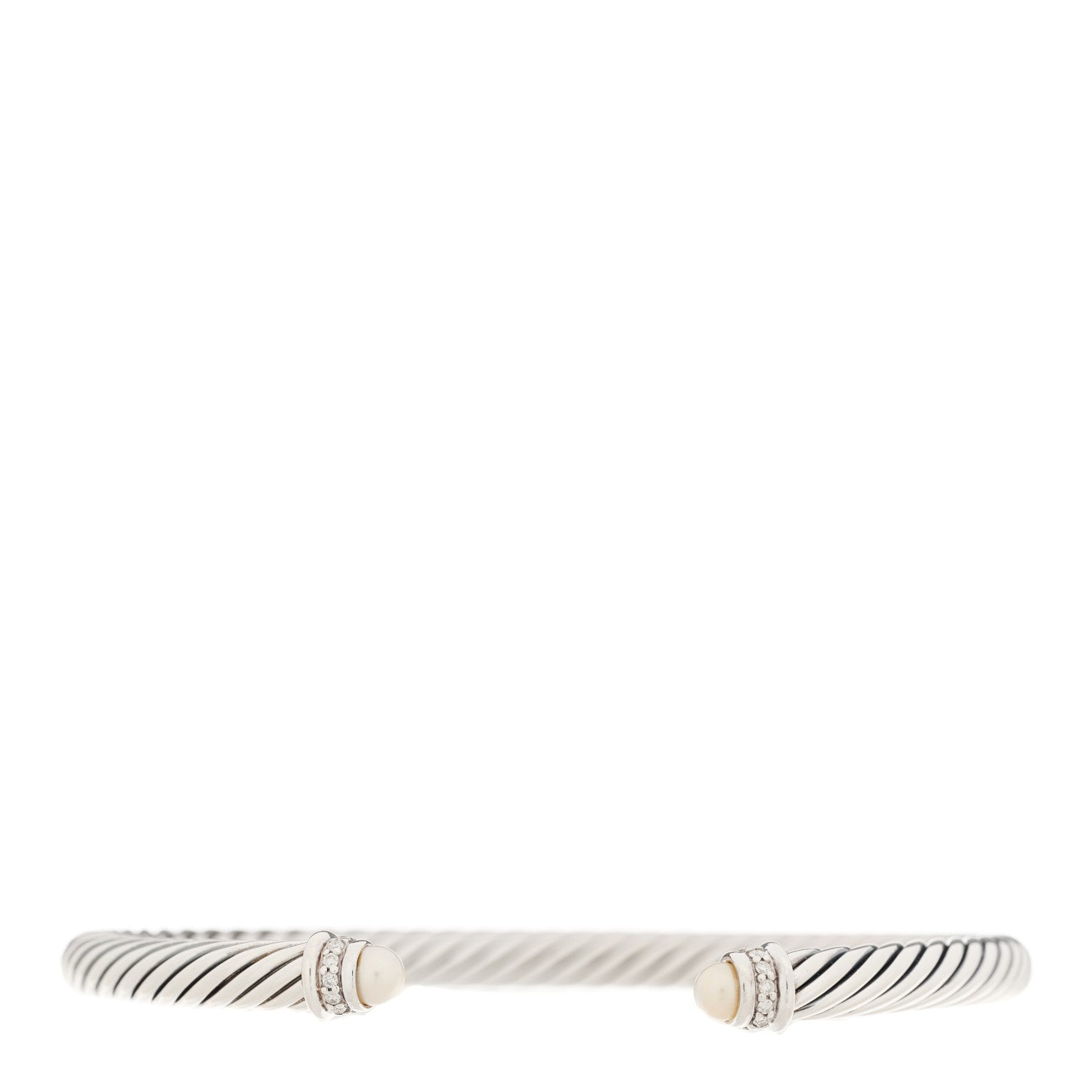 David Yurman Sterling Silver Diamond Pearl 5mm Cable Classics Bracelet 1 of 3