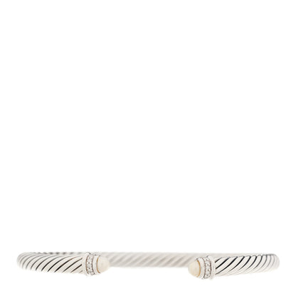 David Yurman Sterling Silver Diamond Pearl 5mm Cable Classics Bracelet 1 of 3