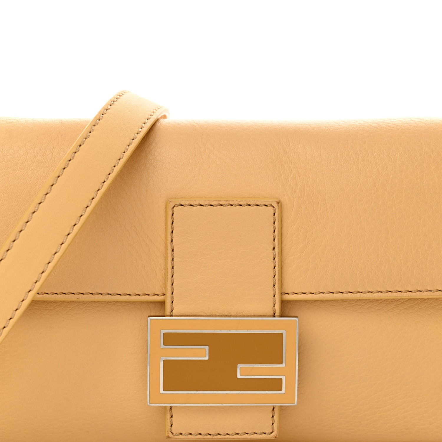 Fendi Vitello Enamel Interchangeable Strap Baguette Giallo Alchemy 8 of 14