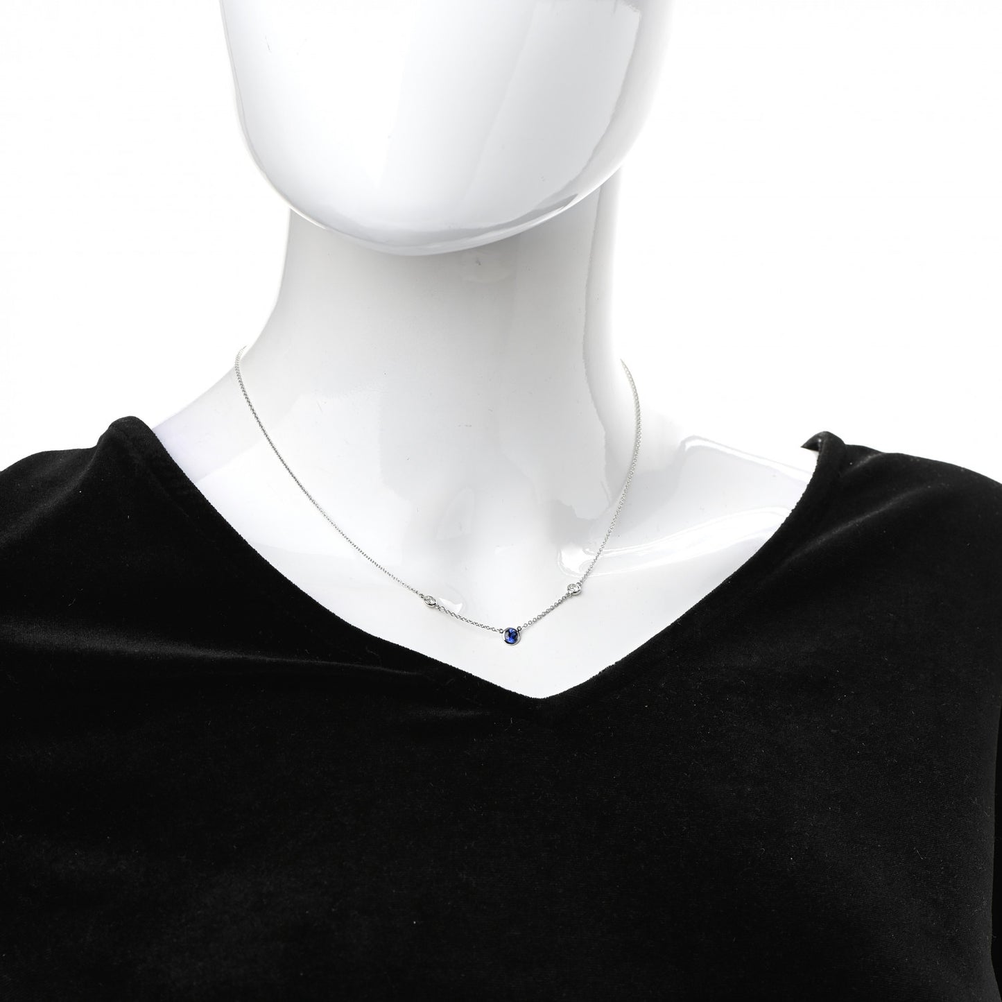 Platinum Diamond Blue Sapphire Color by the Yard Necklace