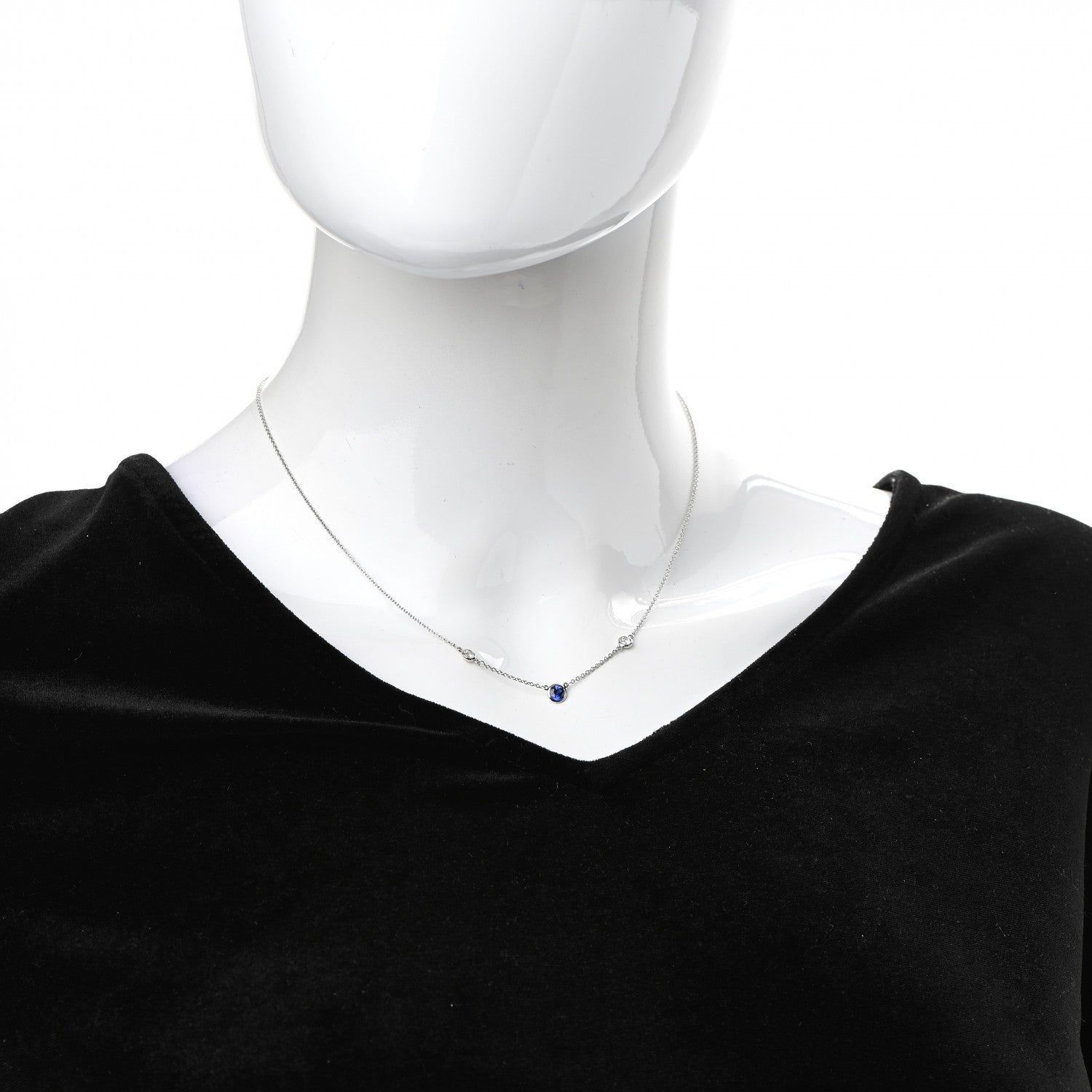 Tiffany Platinum Diamond Blue Sapphire Color by the Yard Necklace 2 of 5