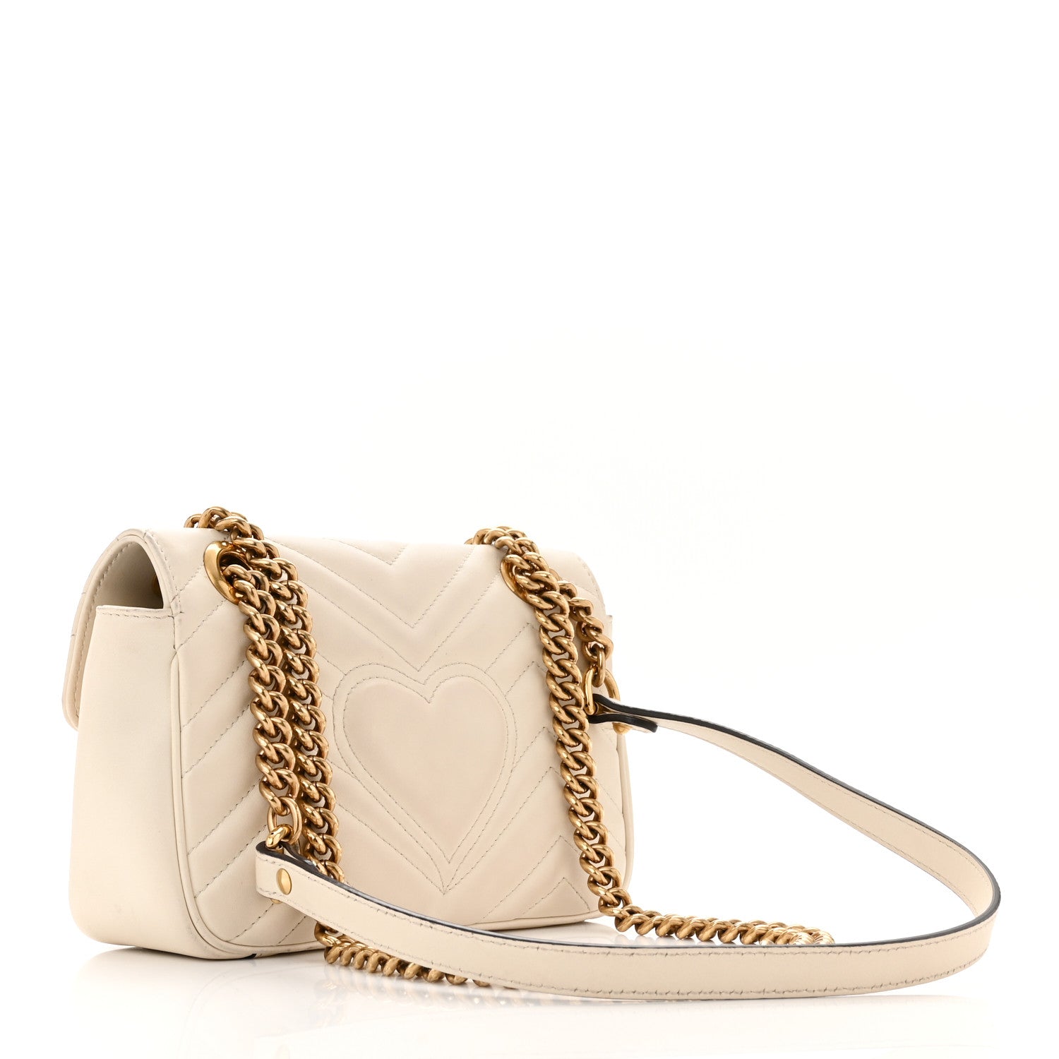 Gucci Calfskin Matelasse Mini GG Marmont Shoulder Bag White 3 of 10