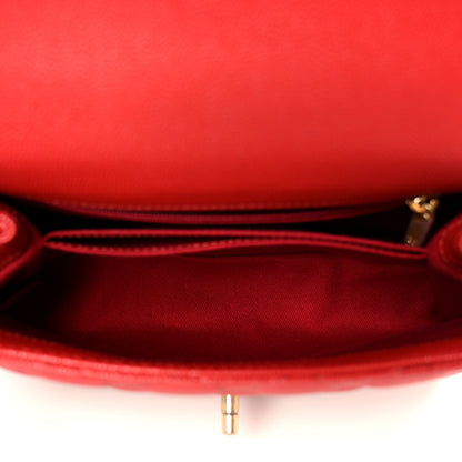Chanel Caviar Lizard Embossed Quilted Mini Coco Handle Flap Red 5 of 11