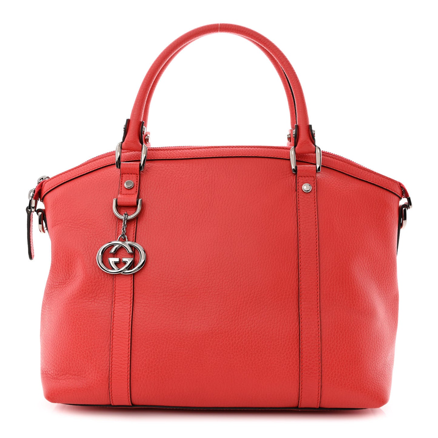 Dollar Calfskin Medium GG Charm Dome Satchel Sporting Red