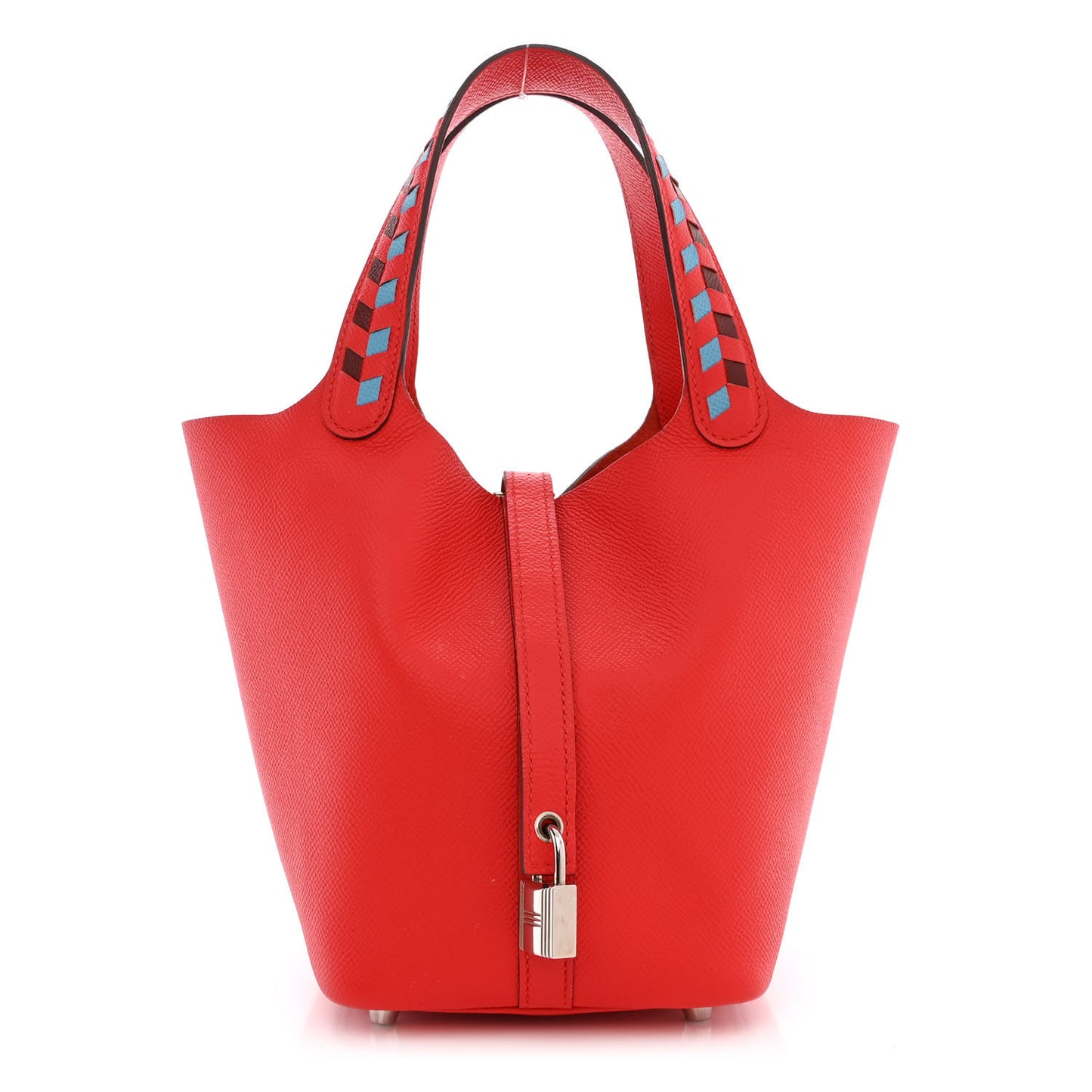 Epsom Tressage De Cuir Picotin Lock 18 PM Rouge Coeur Bleu du Nord Rouge H