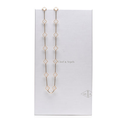 Van Cleef & Arpels 18K Yellow Gold Rock Crystal 20 Motifs Vintage Alhambra Necklace 5 of 6