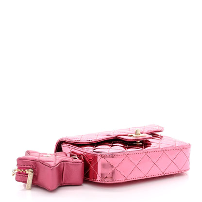 Chanel Mirror Calfskin Metallic Lambskin Quilted Hollywood Boulevard Mini Flap With Star Coin Purse Pink 5 of 13