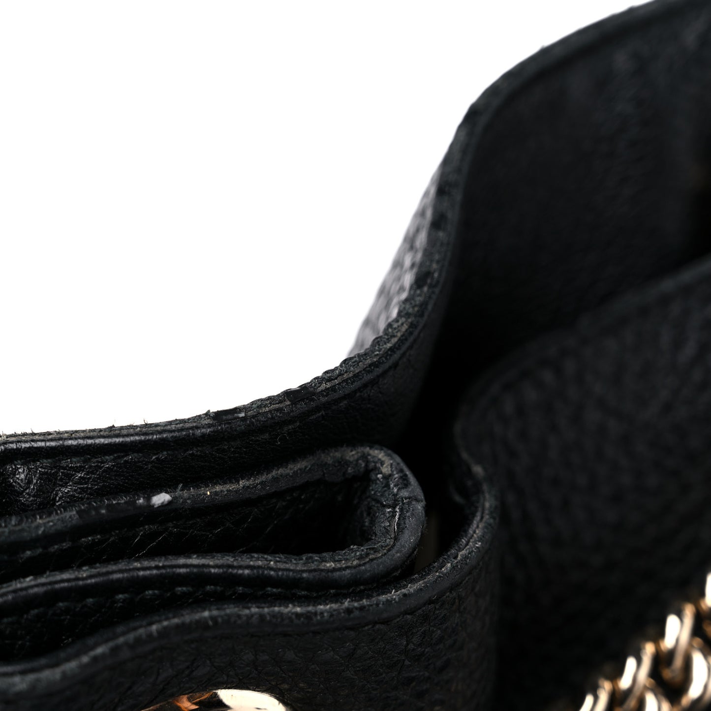 Pebbled Calfskin Medium Soho Chain Shoulder Bag Black