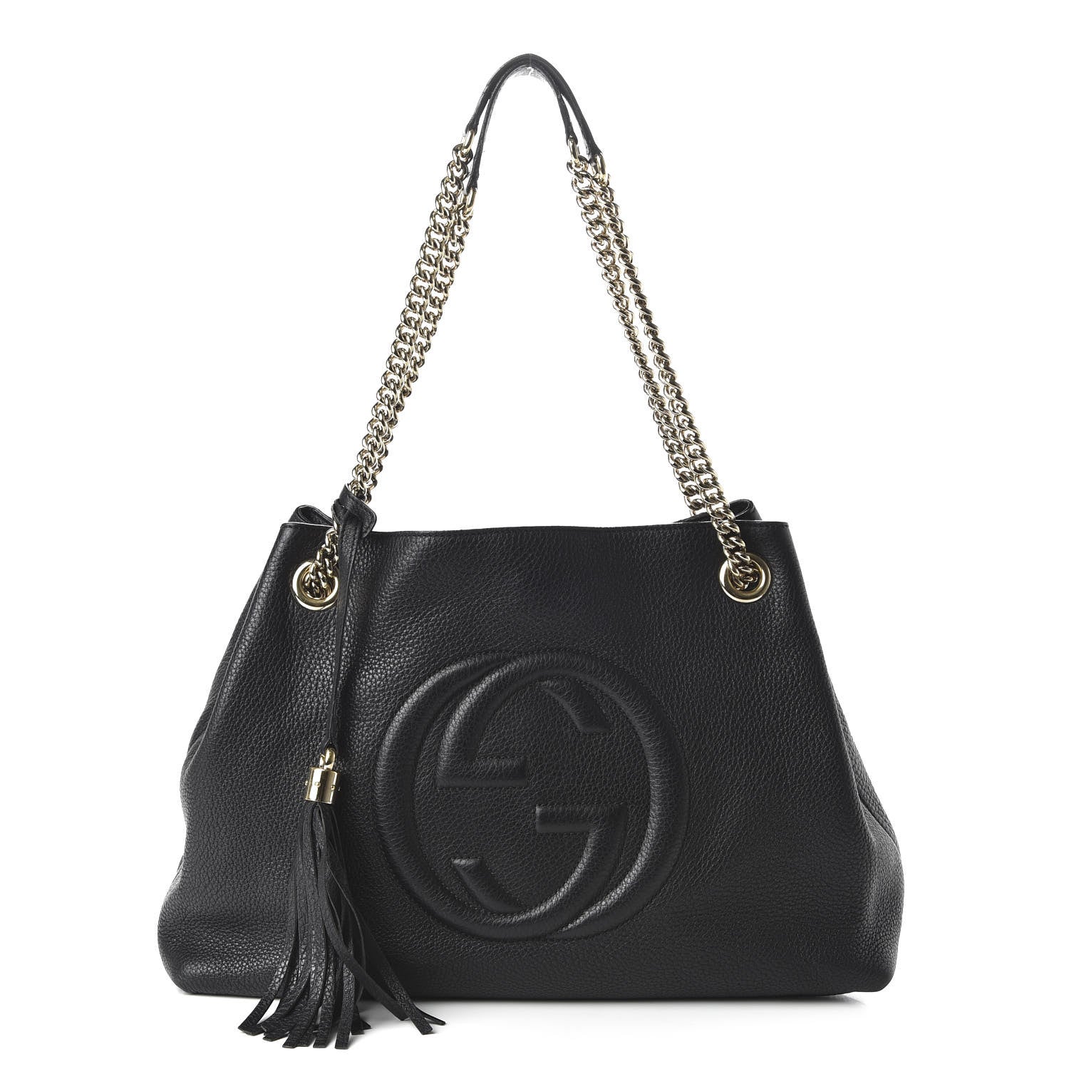 Gucci Pebbled Calfskin Medium Soho Chain Shoulder Bag Black 1 of 12