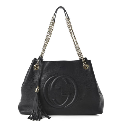 Gucci Pebbled Calfskin Medium Soho Chain Shoulder Bag Black 1 of 12