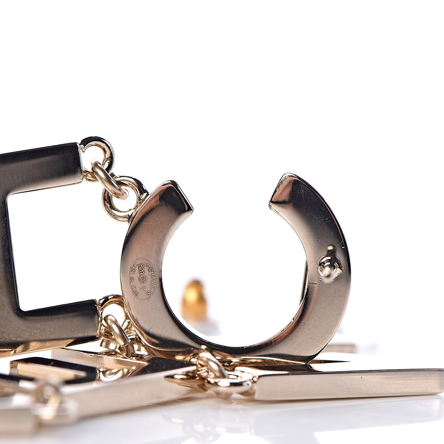 Metal Cha-Nel Logo Drop Earrings Gold