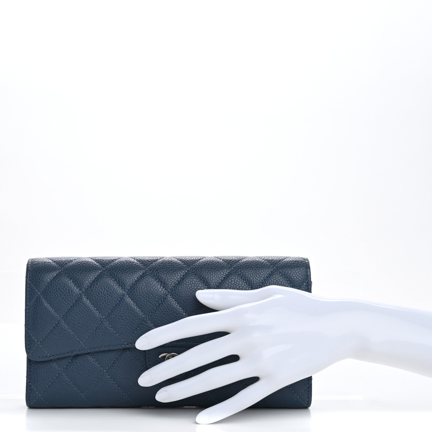 Chanel Caviar Quilted Travel Wallet Blue 3 of 13