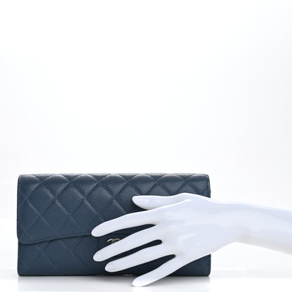 Chanel Caviar Quilted Travel Wallet Blue 3 of 13