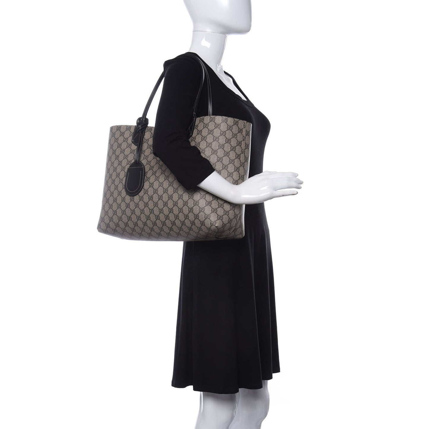 Calfskin GG Supreme Monogram Medium Reversible Tote Black