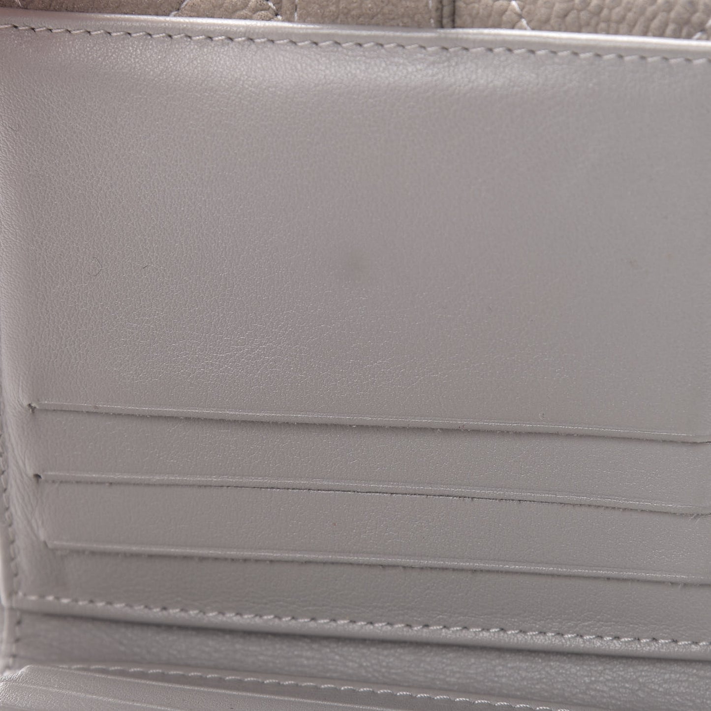 Iridescent Caviar Quilted Compact French Flap Wallet Grey