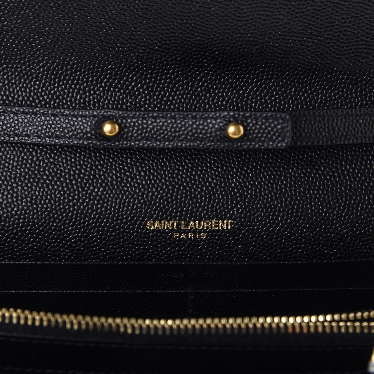 Saint Laurent Grain De Poudre Matelasse Chevron Monogram Chain Wallet Black 8 of 10