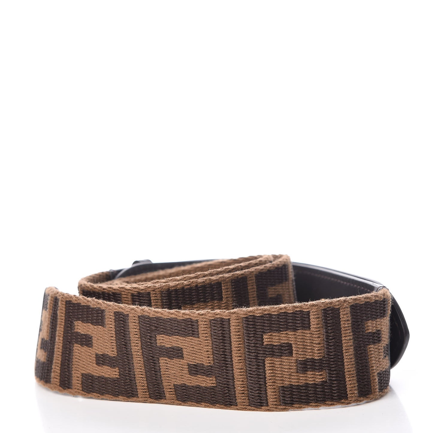 Ribbon Vitello Century FF 1974 Flat Studded Strap You Fango Marrone Ebano
