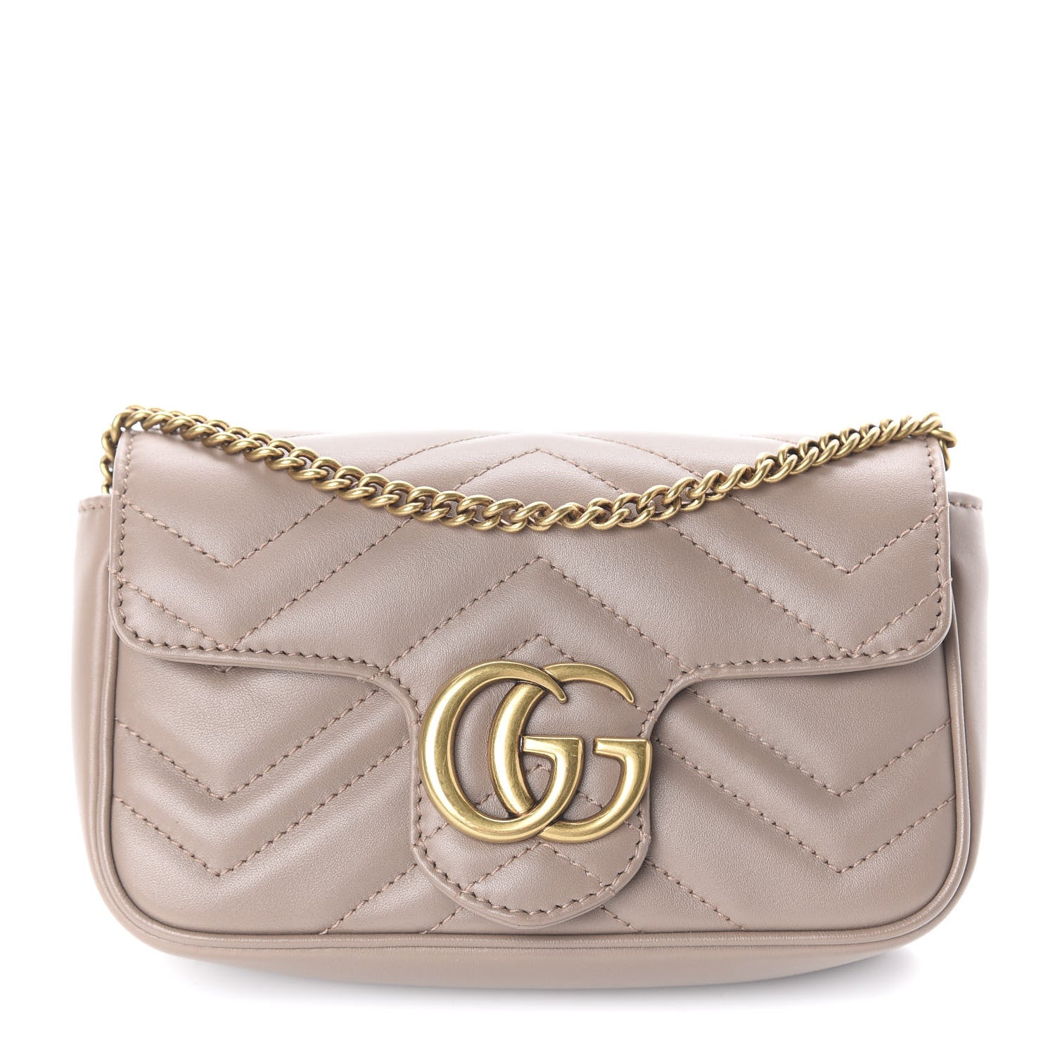 Gucci Calfskin Matelasse Super Mini GG Marmont Shoulder Bag Porcelain Rose 1 of 13