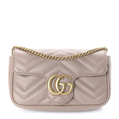 Gucci Calfskin Matelasse Super Mini GG Marmont Shoulder Bag Porcelain Rose 1 of 13