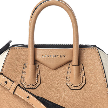 Givenchy Sugar Goatskin Mini Tri-Color Antigona Light Brown Beige Black 10 of 10
