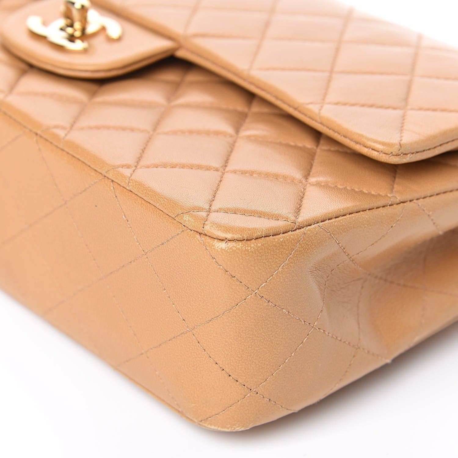 Chanel Lambskin Quilted Medium Double Flap Beige 10 of 14