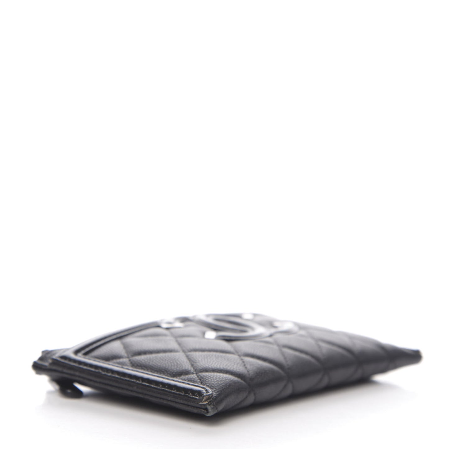 Caviar Quilted Filigree Zip Pouch Black