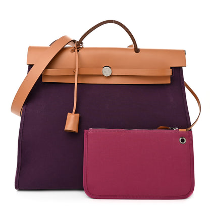 Hermes Toile Vache Hunter Herbag Zip 39 MM Cassis Fauve 1 of 15