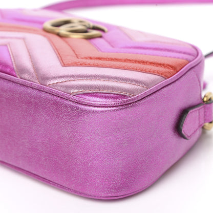 Gucci Laminated Nappa Matelasse Small GG Marmont Chain Shoulder Bag Fuxia Rosso Rosa 10 of 10