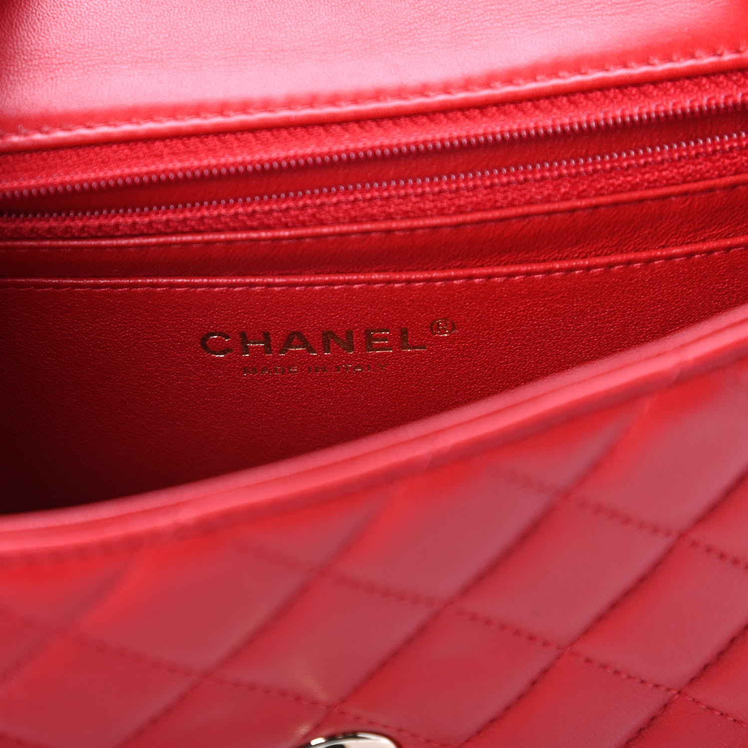 Chanel Lambskin Quilted Mini Rectangular Flap Red 8 of 11
