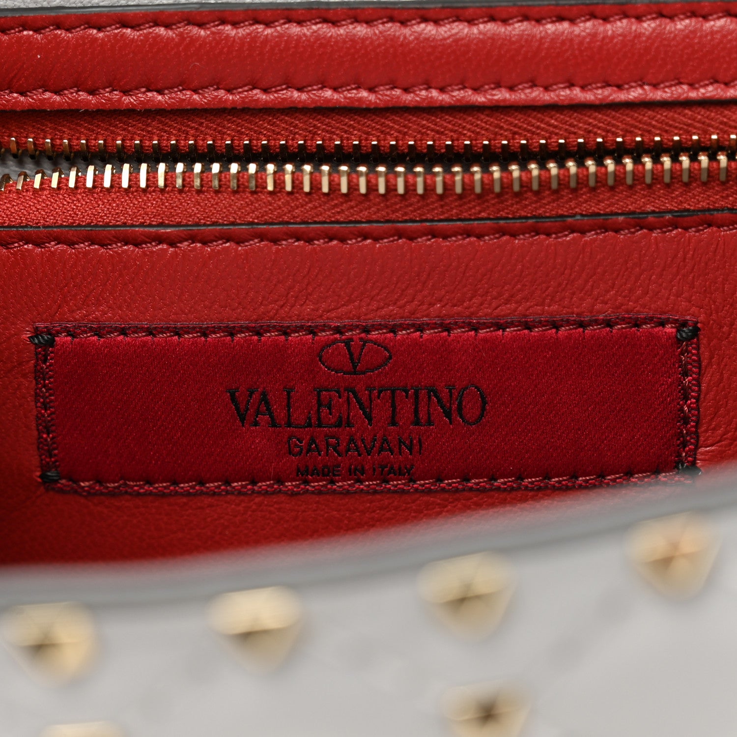 Valentino Garavani Lambskin Rockstud Spike Wallet on Chain Grey 6 of 9