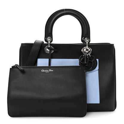 Christian Dior Smooth Calfskin Tri-Color Diorissimo Pocket Tote Black Blue Red 1 of 10