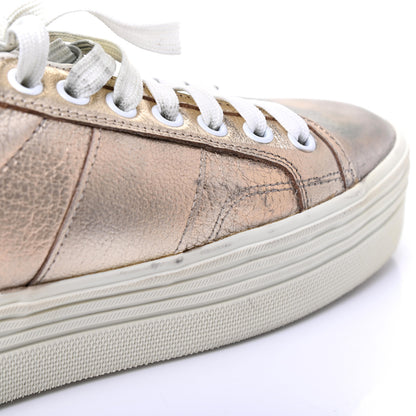 Saint Laurent Metallic Calfskin Court Sneakers 37.5 Pale Gold 11 of 16