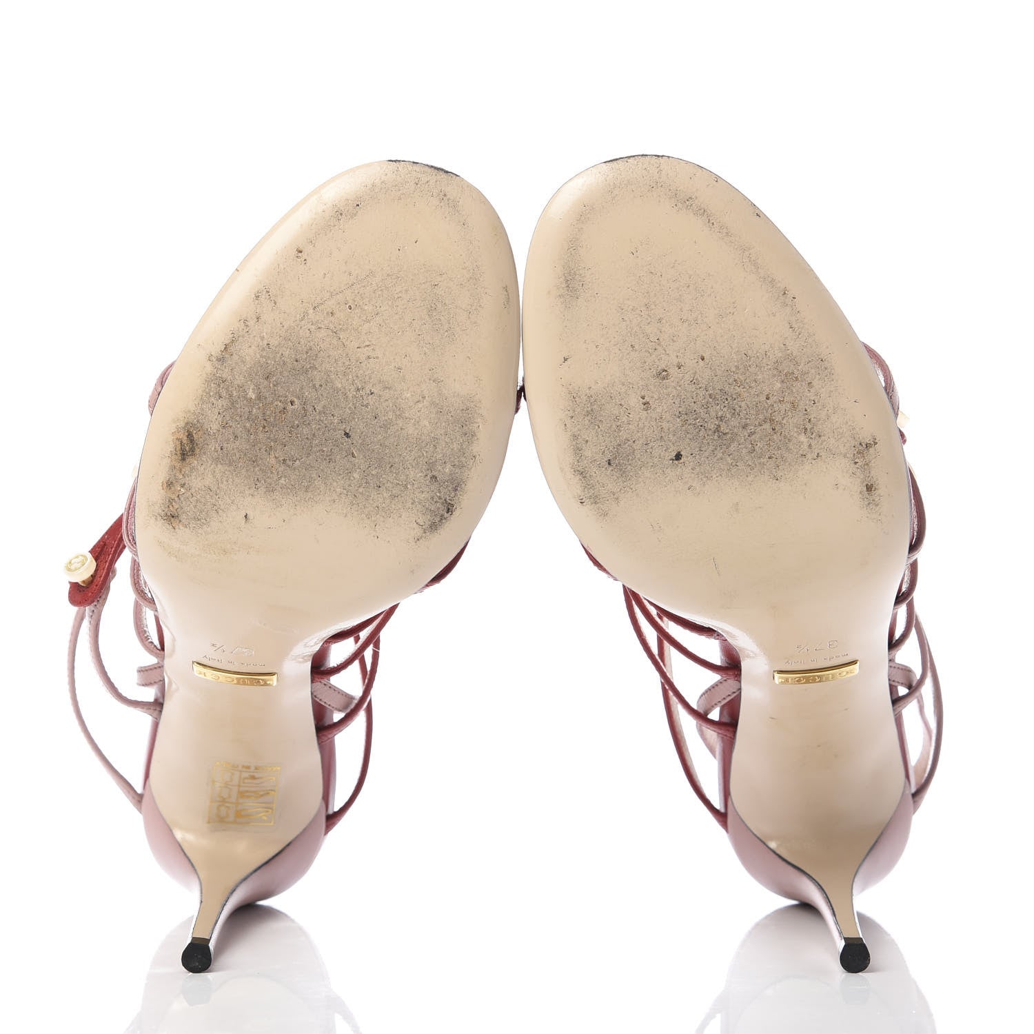 Gucci Malaga Kid Aneta Ladder-Strap 95mm Sandals 37.5 Carmine Rose 5 of 8