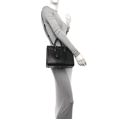 Saint Laurent Calfskin Crocodile Embossed Baby Sac De Jour Black 2 of 11