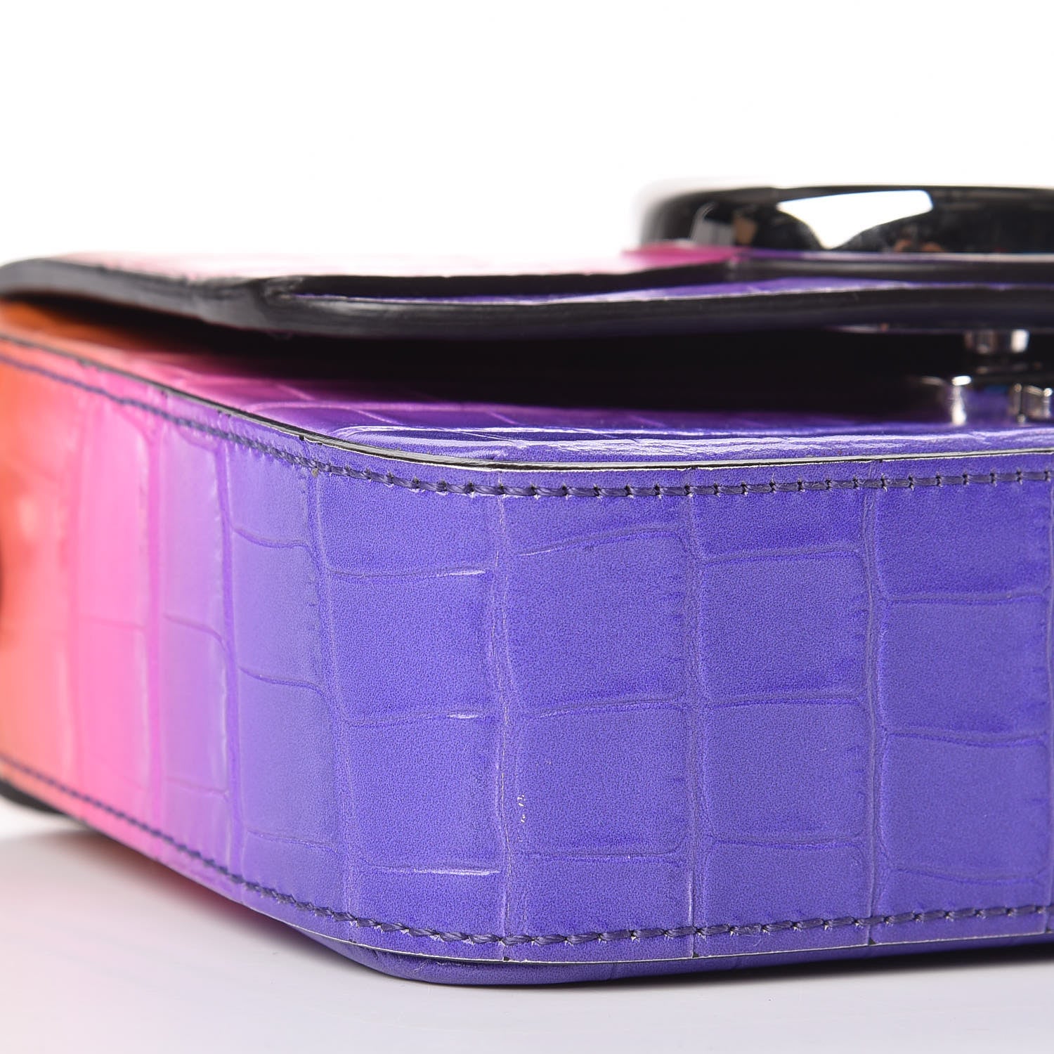 Chloe Calfskin Crocodile Embossed Mini C Double Carry Ombre Pink 8 of 9